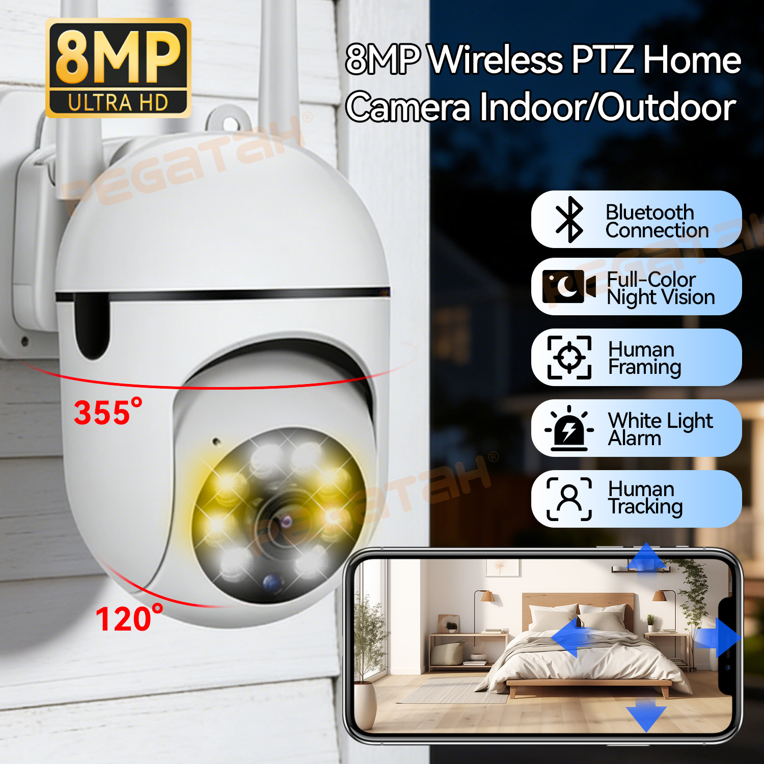 Outdoor Lighting Track - Kamera IP CCTV 8MP 2.4G WiFi